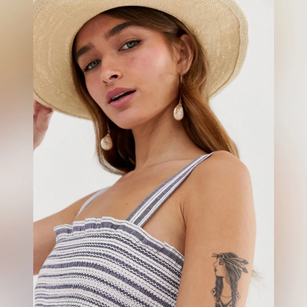 Urban Outfitters Lumiere Woven Blue/ White Stripe Dress. New with tag - Picture 4 of 11